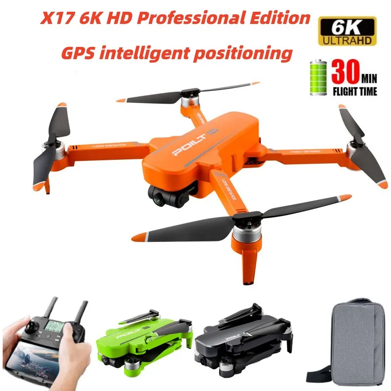 Rc x17 professional rc drone foldable quadcopter fpv 5g wifi gps positioning 6k dual hd thumb200