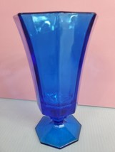 Vintage 4 Cobalt Blue Tall 6&quot; Ice Cream Sundae Glass Water Goblet Or Vase - £19.66 GBP