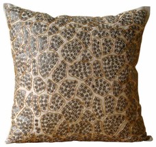 Leopard Sequins Beige Cushion Covers, Art Silk 16x16 Pillow Case, Leopard Spots - £27.16 GBP+