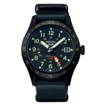 Seiko 5 Sports Field Series 39.4 MM Automatic SS GMT Full Black Watch SS... - $232.75