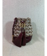 NEW Tory Burch Soft Fleming Multi Color Red Tweed Mini Drawstring Bucket Bag  - $7,481.63 MXN