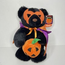 Fiesta Halloween Black Bear Plush Standing Stuffed Toy Pumpkin Vintage 1... - £30.71 GBP