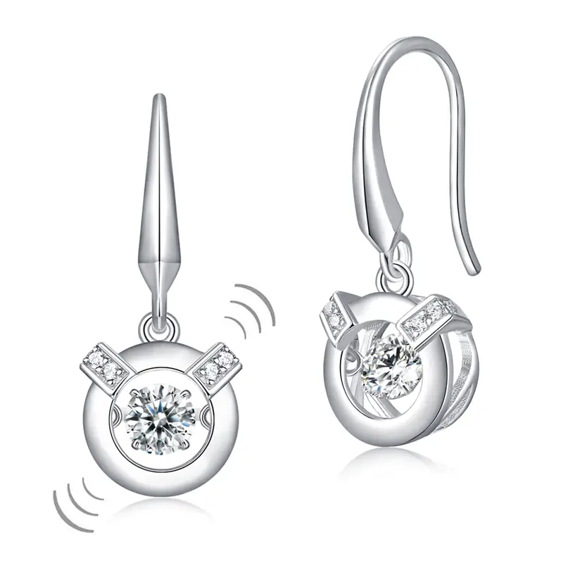 925 Sterling Silver Dangle Hook Earrings with Mobile Stone  - £62.18 GBP