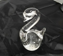 Swan Art Glass Controlled Bubble Paper Weight Figurine Vintage Bird - £7.50 GBP