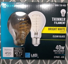 Ecosmart 40W A19 bright white 3000k Thinner Filament Clear LED Bulb 2 Pack - £6.08 GBP