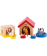 Family Pets Wooden Dollhouse Animal Complete  Happy Dog, Cat, Bunny Pet Set - £13.65 GBP