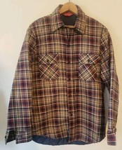 Vintage 80s 70s Nylon Quilted Lined Plaid Flannel Long Sleeve The Warm U... - £17.13 GBP