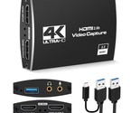 Capture Card Usb 3.0, 4K Hdmi Video Capture Card To Usb/Type-C With Micr... - $62.99