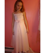 Cherish Apparel Flower Girl Dress Pink size 4/5 Ankle Length Satin Bow a... - $1,805.32 MXN