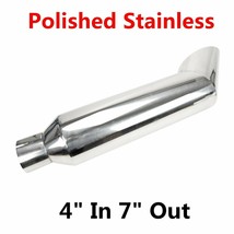 Silver 36&quot; Long 4&quot; Inlet 7&quot; Tip Miter Angle Cut Diesel Smoker Exhaust Stack Tip - £77.97 GBP