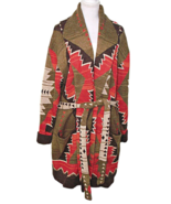 Lauren Ralph Lauren Heavy Cardigan Sweater Coat Brown Red Southwest Azte... - £168.51 GBP