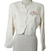  Vintage 70s Cropped Jacket Embroidered Flowers Size 6 New with Tags  - £34.79 GBP
