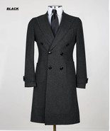 Mens Double Breasted Mid Long Black Overcoats Thick Warm Trench Coats 10... - £148.61 GBP+