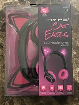 NEW HYPE Cat Ears LED Pink Headphones With Mic, In-Line Microphone  - £17.45 GBP
