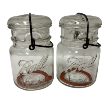 Ball Ideal Pint Fruit Jars With Metal Wire Closure And Glass Lids Lot Of 2 - £10.06 GBP