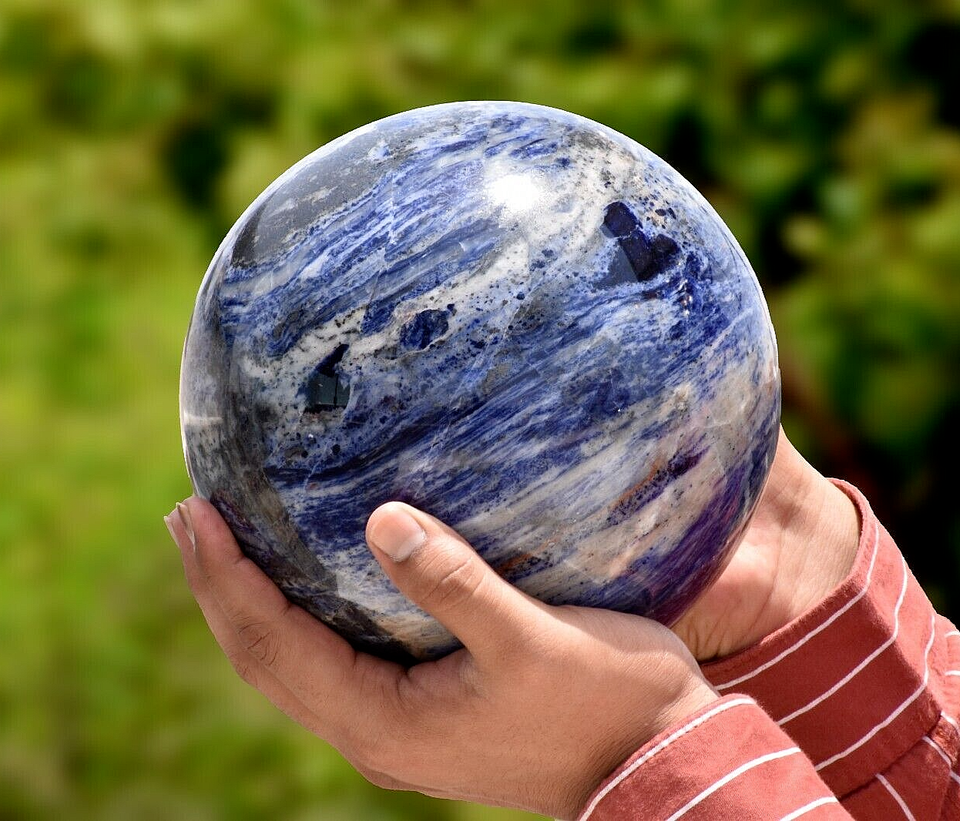 Blue Sodalite Sphere Crystal Spiritual Gemstone Ball 180mm Energy Medita... - $444.13