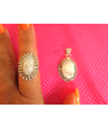 Moonstone strling silver oval pendant and ring set - $24.44 CAD