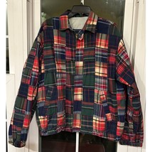 Vintage Plaid Madras Jacket made in USA Women&#39;s Patchwork Plaid sz large - $35.00