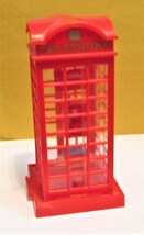 VINTAGE BRITISH PLASTIC TELEPHONE BOOTH COIN BANK RED LONDON  - EXCELLENTt - $18.00