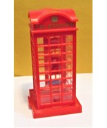VINTAGE BRITISH PLASTIC TELEPHONE BOOTH COIN BANK RED LONDON  - EXCELLENTt - $18.00