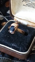 Antique Vintage Victorian 1890-s Rolled Gold Blue Sapphire Ring UK M, US 6 - $74.25