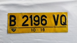 Used Original Collectible License Car Plate B 2196 VQ Indonesia 2016 - £46.93 GBP