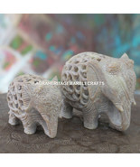 Marble Filligree Design Elephant Statue Soapstone Handcarved Gift Decor ... - £50.32 GBP+