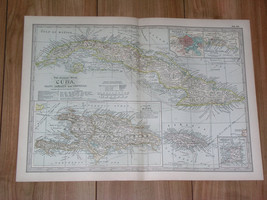 1897 Antique Dated Map Of Cuba Haiti Jamaica Dominicana / West Indies Caribb EAN - $26.09