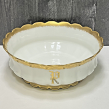 Haviland Limoges Ranson H526 Large Pudding Serving Bowl Round Gold Edge Footed - £34.81 GBP