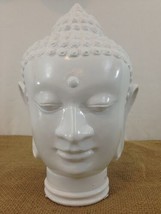  Shakyamuni Amitabha Tibet 12&quot; Hand Painted White Glass Buddha Head - £22.94 GBP