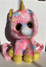Beanie Boo Backpack Ty Gear Fantasia Unicorn Purse Tie Dye Pastel Glitter Eye 12 - £15.27 GBP