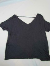 Old Navy Sz X-Small VNeck Gray Short Sleeve Top Flowing 100% Rayon - $7.59