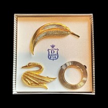 Box Set of Dubarry Brooches with Feather, Swan, and Circle Brooches - £37.49 GBP