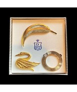 Box Set of Dubarry Brooches with Feather, Swan, and Circle Brooches - £37.75 GBP