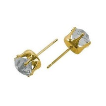 Wholesale Lot 25 Pairs Gold Tone Brass 8mm Faceted Clear Crystal Earring Studs - £13.48 GBP