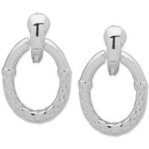 Anne Klein Silver-Tone Basket Weave Textured Doorknocker Clip-on Drop Earrings - $15.96