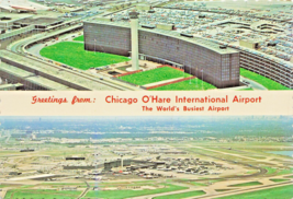 Chicago O&#39;hare International AIRPORT-WORLD&#39;S Busiest~Split Double View Postcard - £8.78 GBP