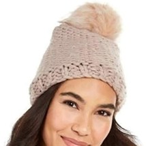 Echo Knit Faux Fur Pom Beanie Beige One Size - $14.96