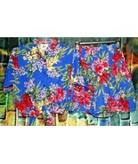 Vintage Byer California Blue Hawaiian Floral 2 Piece Shorts &amp; Crop Top S... - £24.86 GBP
