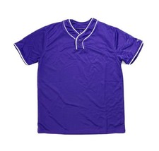 Alleson Athletic 2 Button Henley Baseball Jersey Purple White Piping You... - $12.50