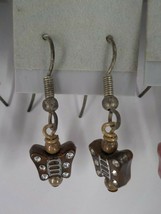 Brown Dangle Butterfly Earrings Fishhook Painted Youth Tween Fashion Jewelry - £3.94 GBP