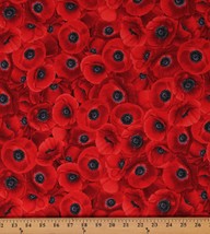 Cotton Packed Red Poppies Flowers Floral Garden Fabric Print by the Yard D680.64 - £17.59 GBP