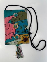 SilkScapes Bag Purse Multi Hand Painted Silk Bag Small Fits Phone, Glasses VTG - £26.05 GBP