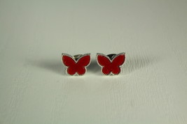 Mini Carnelian Silver Plated Butterfly Earrings - £23.45 GBP