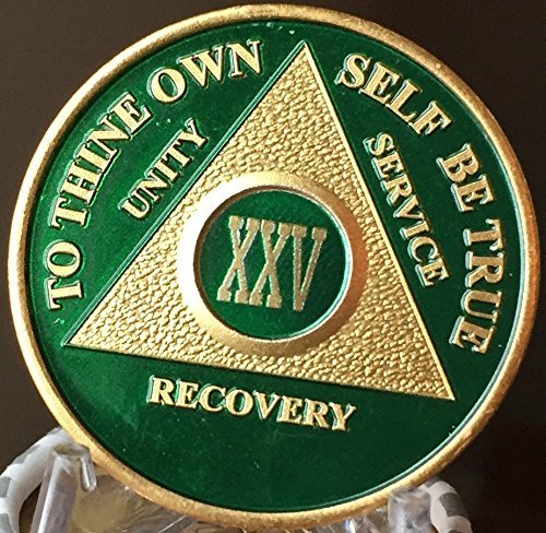 25 Year AA Medallion Green Gold Plated Anniversary Chip Item image 5