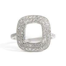 Double Cushion Halo Diamond Engagement Ring Setting Mounting Platinum .55 CTW - £1,272.04 GBP