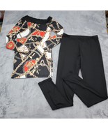 Chicme 2 Piece Set Womens L Multicolor Shirt Quarter Sleeve Elastic Wais... - £23.33 GBP