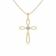 ANGARA 0.05 Ct Solitaire Diamond Bow Cross Pendant Necklace in 14K Solid Gold - $398.05