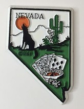 Nevada State Map USA Rubber Refrigerator Fridge Magnet Coyote Cactus Casino Vtg - £4.63 GBP