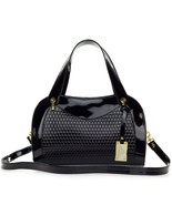 AURA Italian Made Genuine Black Patent Leather Structured Tote Handbag - £303.49 GBP